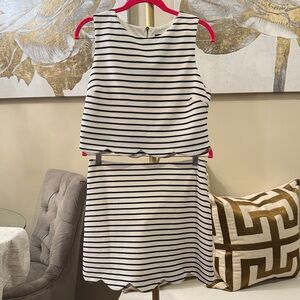 Aqua / Bloomingdale’s Striped Sleeveless skirt set Coord set matching scalloped